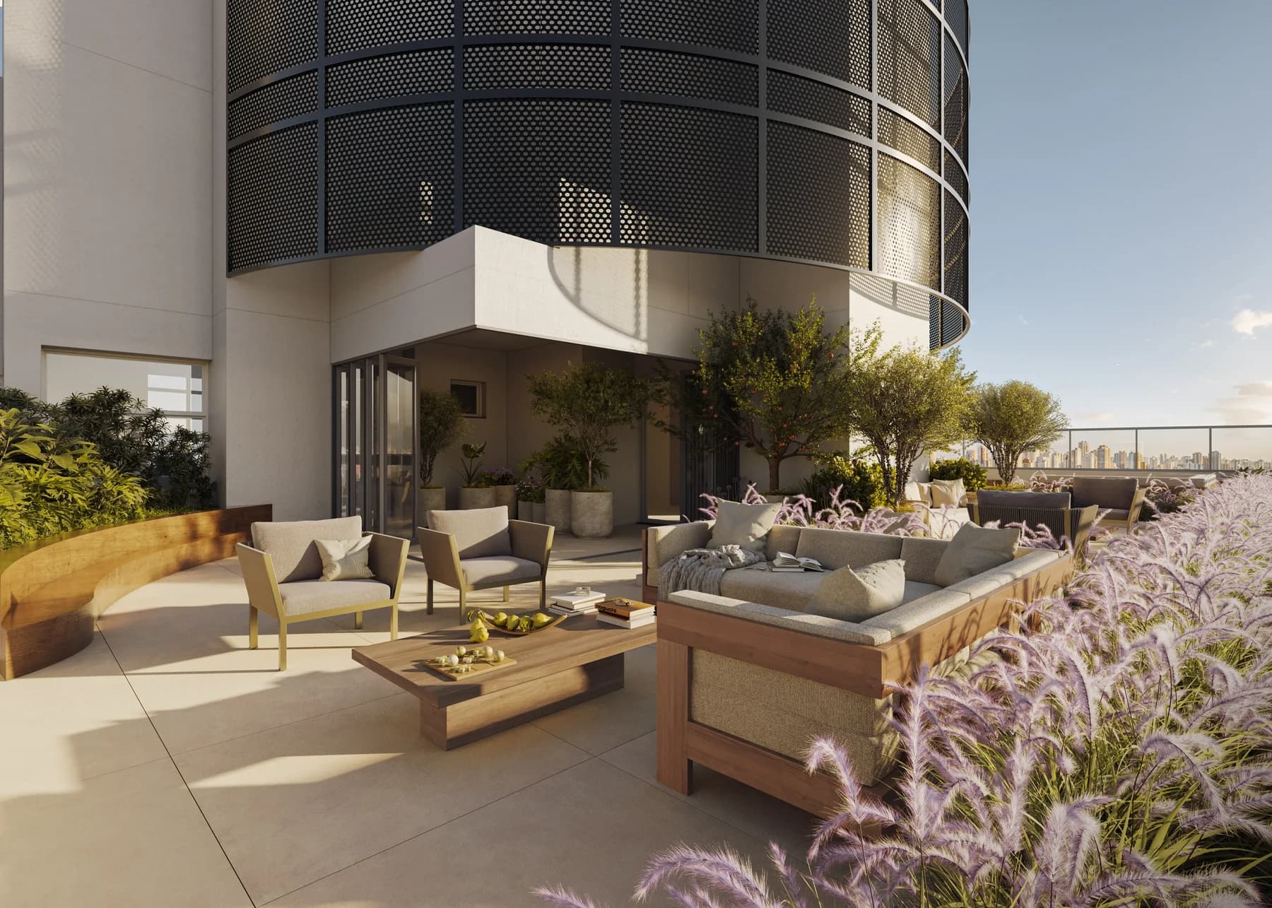 Lounge Rooftop - Perspectiva Ilustrada Infinity