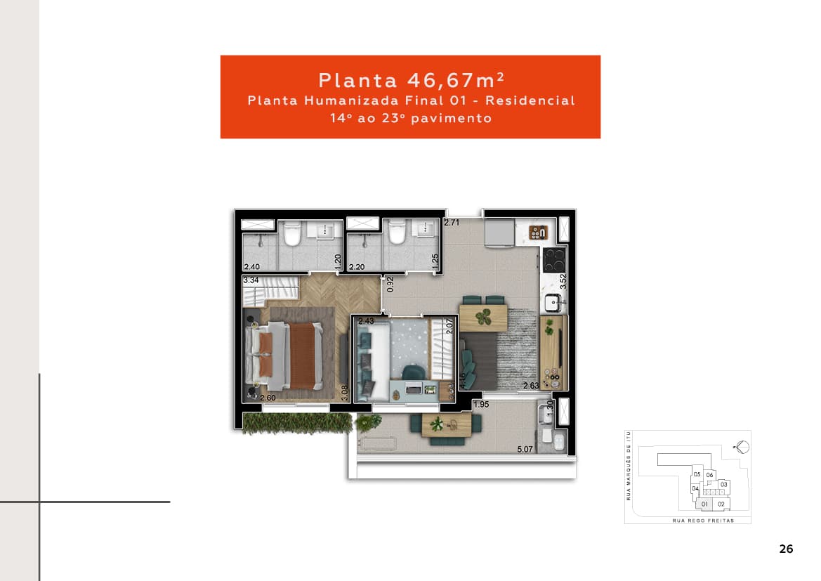 Planta 46,67m²