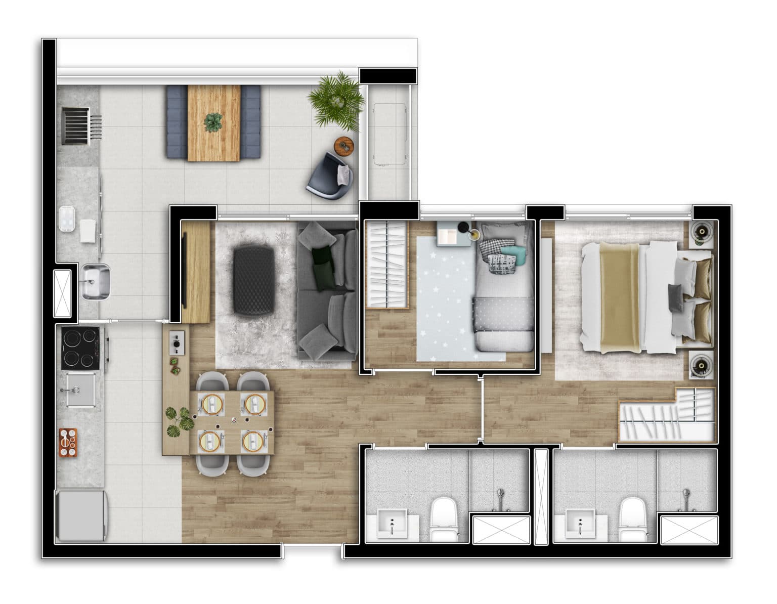 Planta 53m²